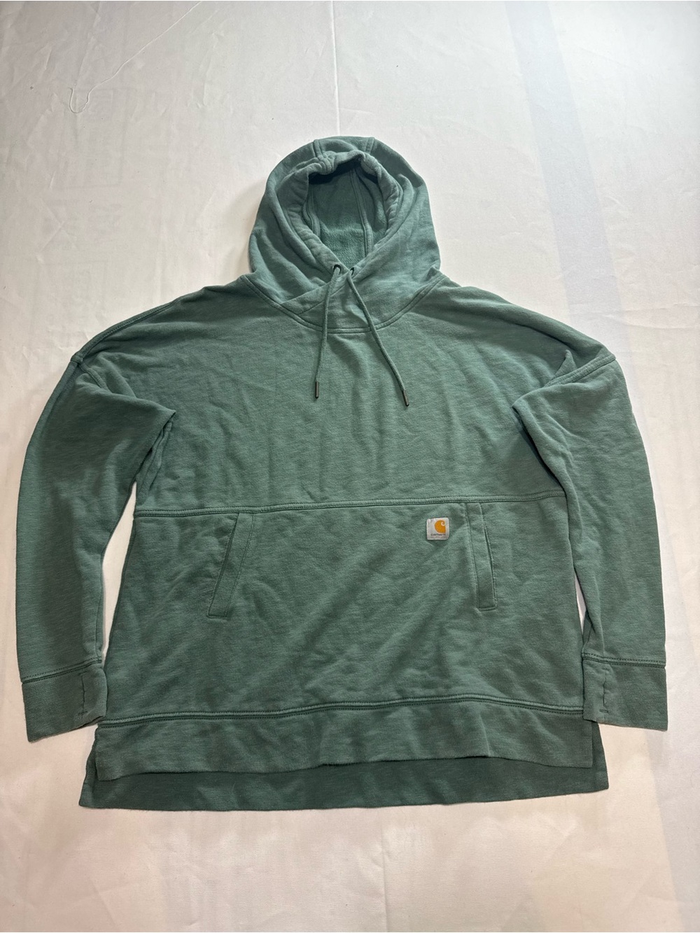 Carhartt Newberry Hoodie Faded Green Drawstring Asymmetrical Hoodie Size 12/14